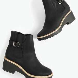 Maurices Black Ankle Booties with Tan Sole